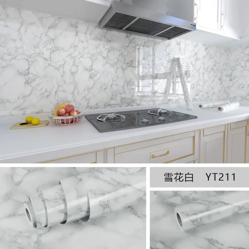 10M Premium Marble SelfAdhesive Wallpaper Waterproof OilProof Kitchen Decorative Film 20