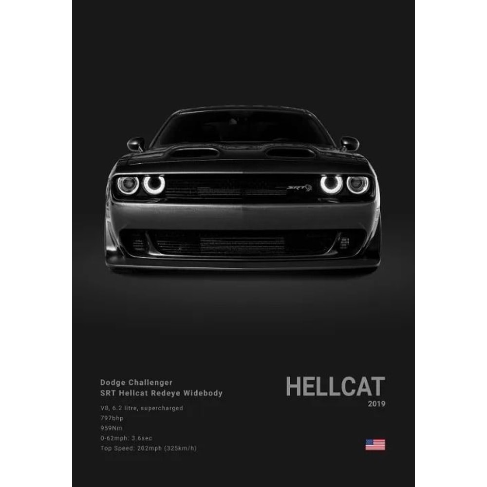 Dodge Challenger SRT Hellcat Redeye Canvas Poster Modern Sports Car Wall Art 6