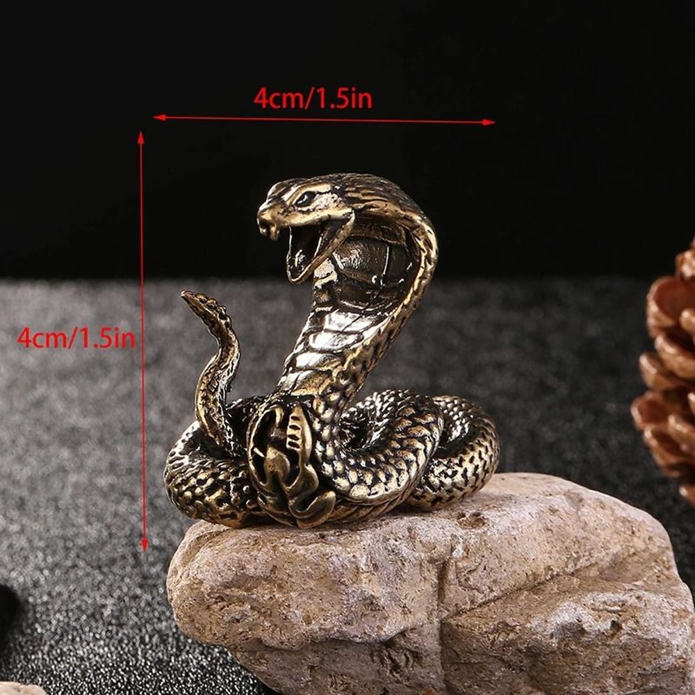 Pure Copper Cobra Miniature Antique Bronze Desktop Snake Ornament 5