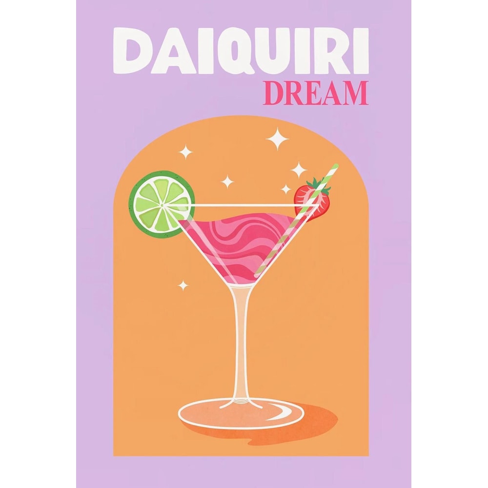 Trendy Colorful Cocktail Posters Modern Whiskey Bar Cart Canvas Prints 6