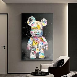 kawaii cartoon bear graffiti canvas | street art pop culture wall poster