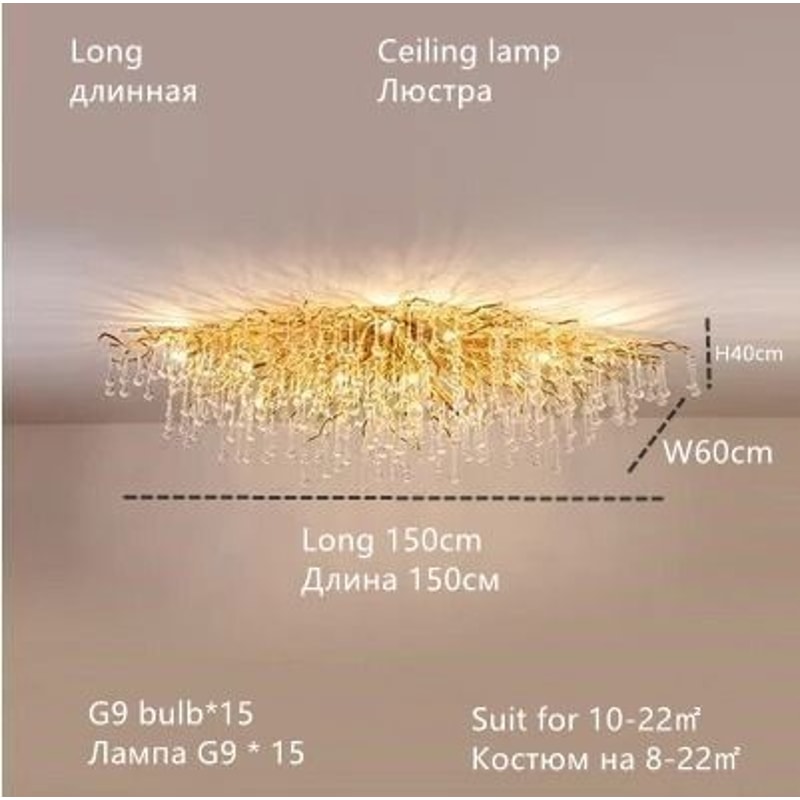 Nordic Luxury Gold K9 Crystal Chandelier Modern LED Chandelier Fixture 19
