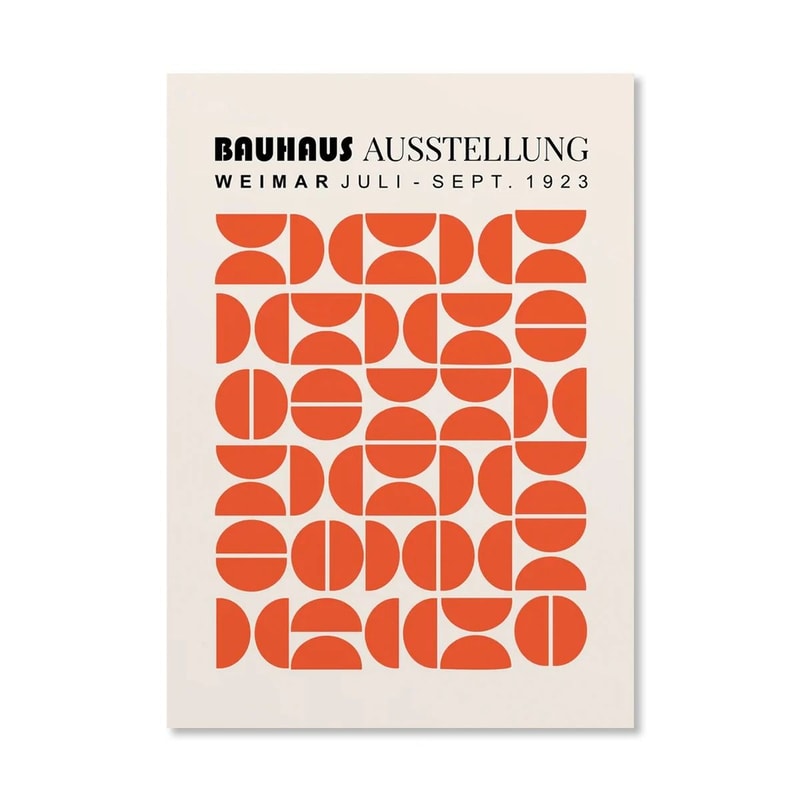 Abstract Orange Bauhaus Geometric Poster Pop Art Sunrise Bicycle Wall Art 13