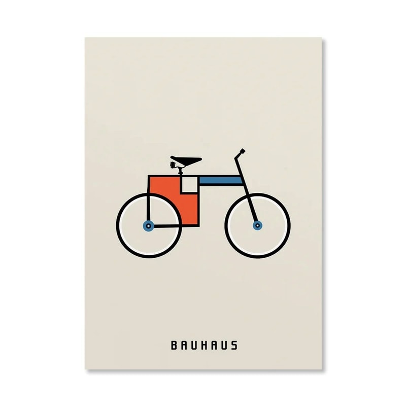 Abstract Orange Bauhaus Geometric Poster Pop Art Sunrise Bicycle Wall Art 16
