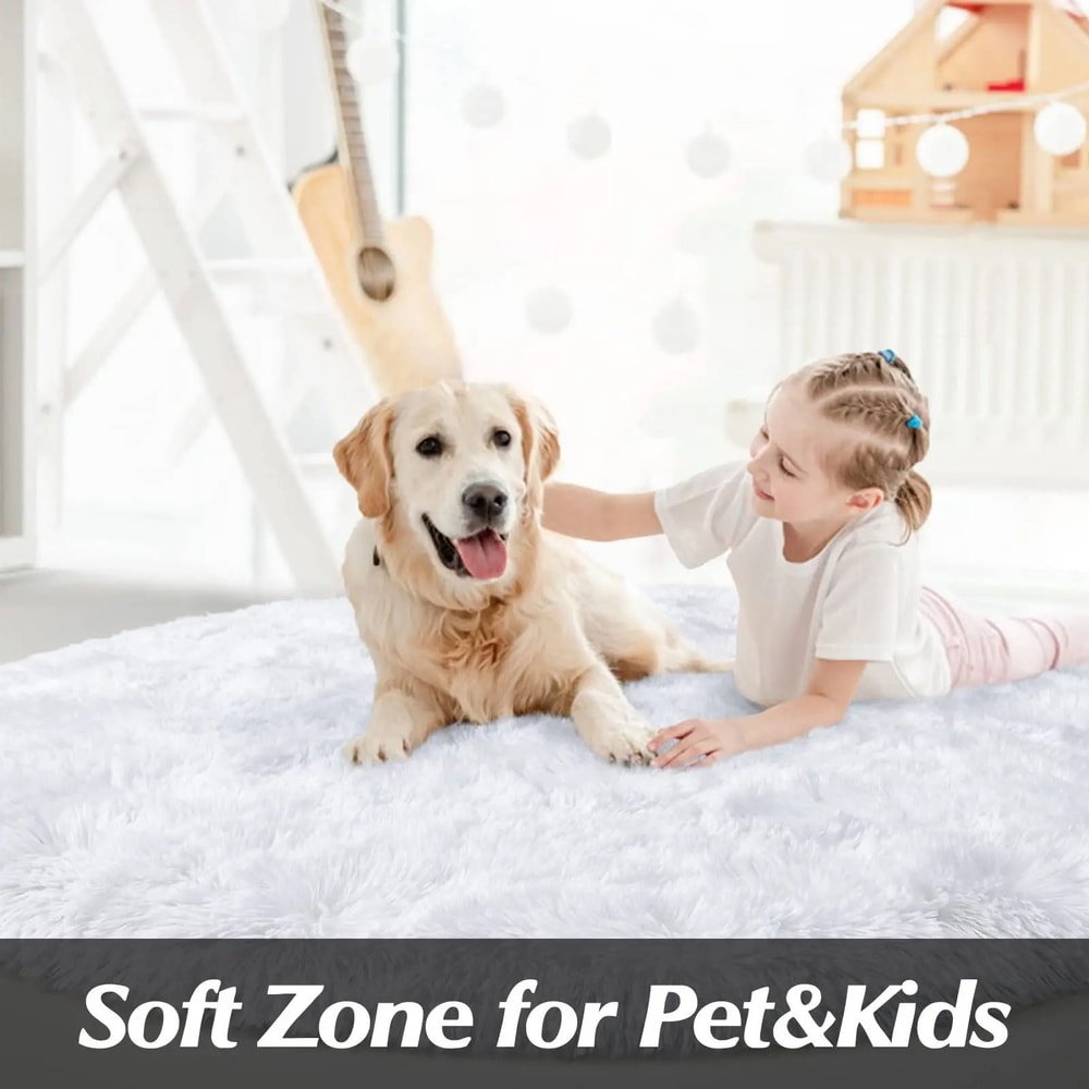 UltraSoft Circular Plush Rug Fluffy Nursery Play Mat Bedroom Floor Decor 3