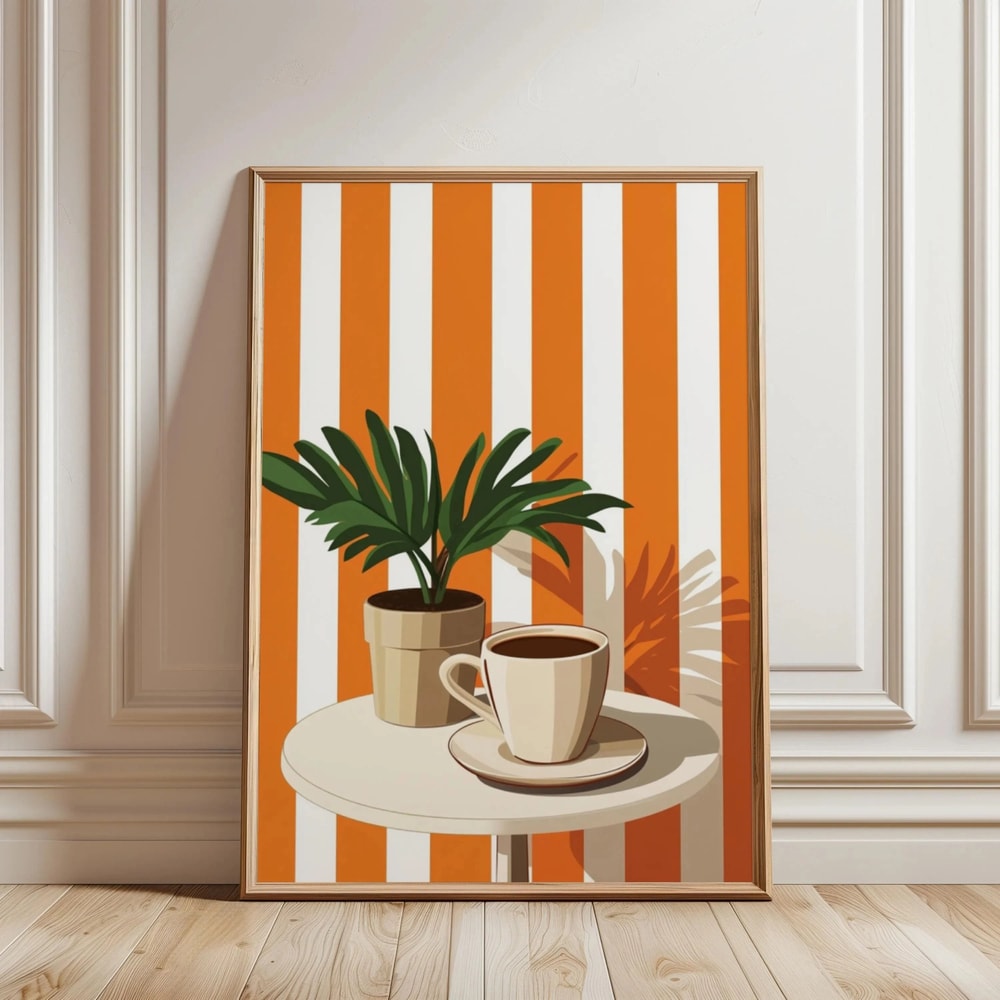 Retro Coffee Stripes Canvas Print Minimalist Kitchen Restaurant Wall Art 9