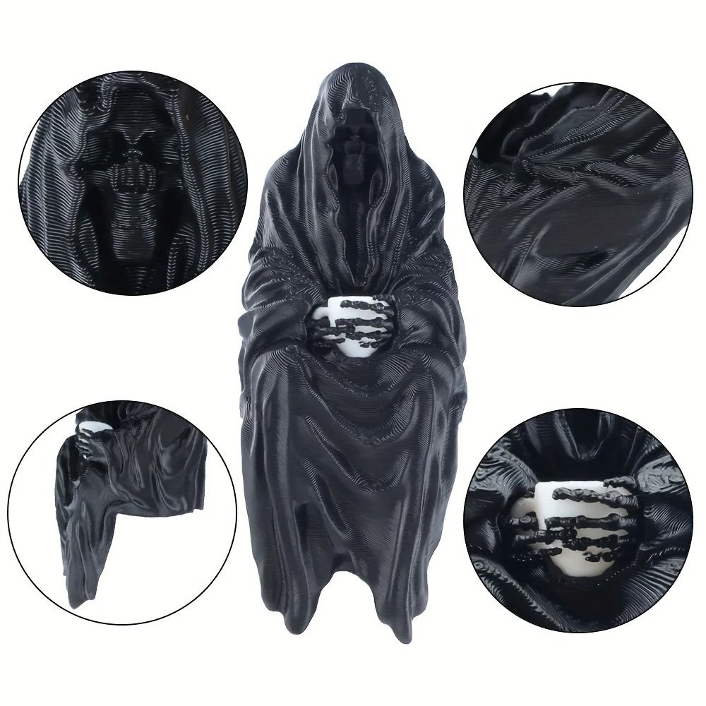 3D Printed Hooded Cloaked Statue Gothic Dark Mystery Home Decor Figurine 3
