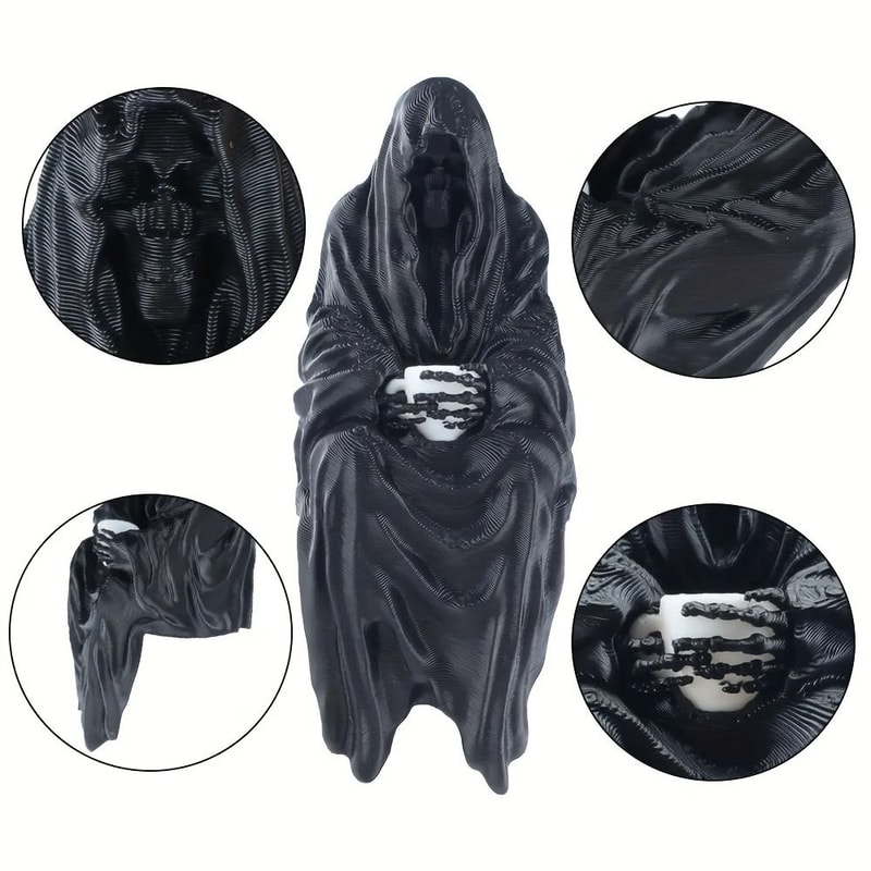 3D Printed Hooded Cloaked Statue Gothic Dark Mystery Home Decor Figurine 3
