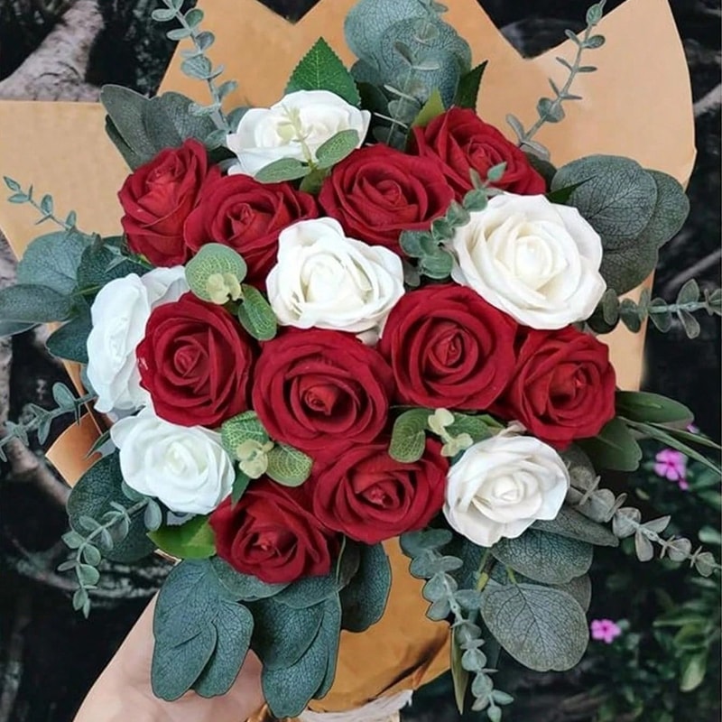 Silver Dollar Eucalyptus Artificial Bouquet Realistic Greenery For Home Wedding 2