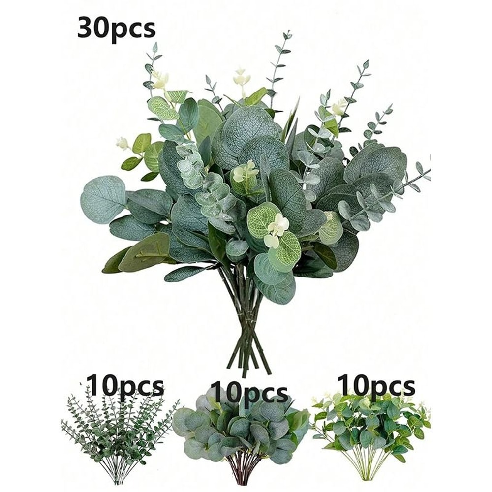 Silver Dollar Eucalyptus Artificial Bouquet Realistic Greenery For Home Wedding 5
