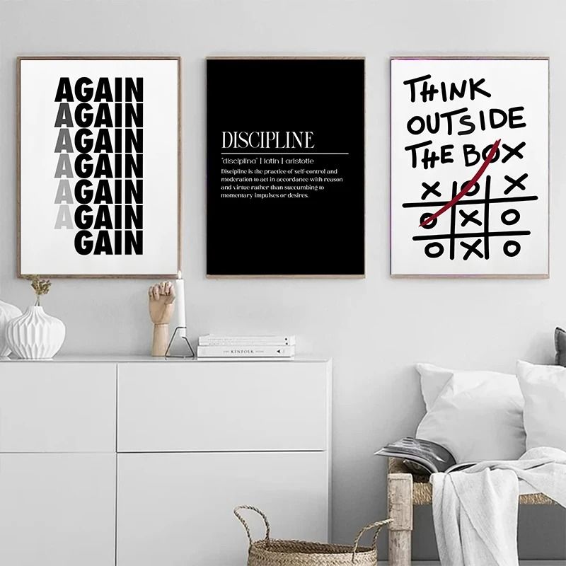 Modern Motivational Discipline Poster Inspirational Quote Canvas Wall Art 2
