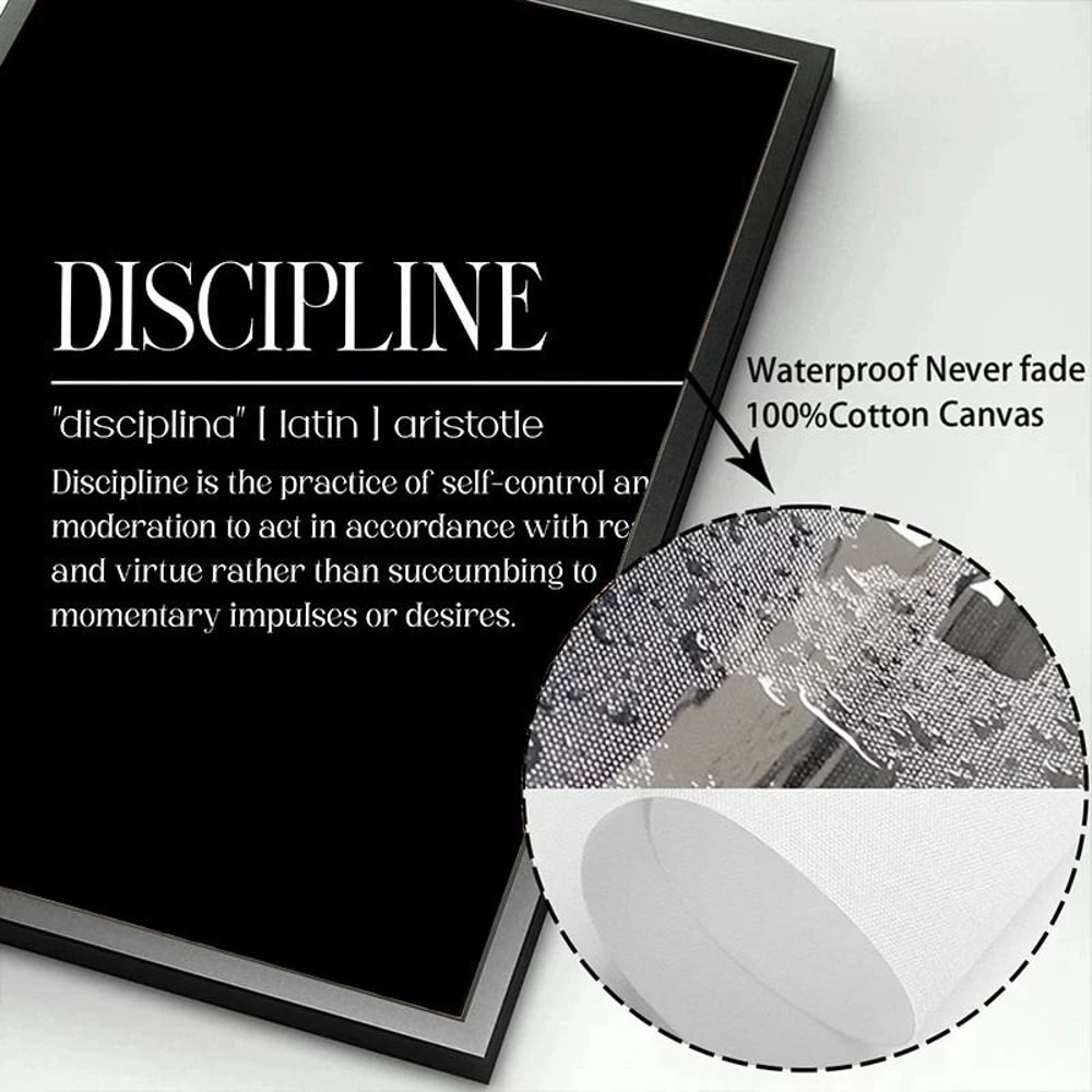 Modern Motivational Discipline Poster Inspirational Quote Canvas Wall Art 5