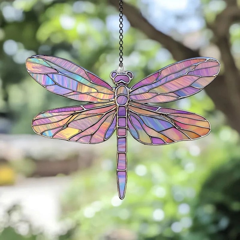 Acrylic Dragonfly Window Suncatcher Colorful StainedGlass Effect Hanging Pendant 2