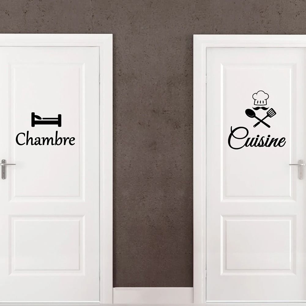 French Cuisine Chambre Door Decal Designer Kitchen Bedroom Vinyl Signage 0