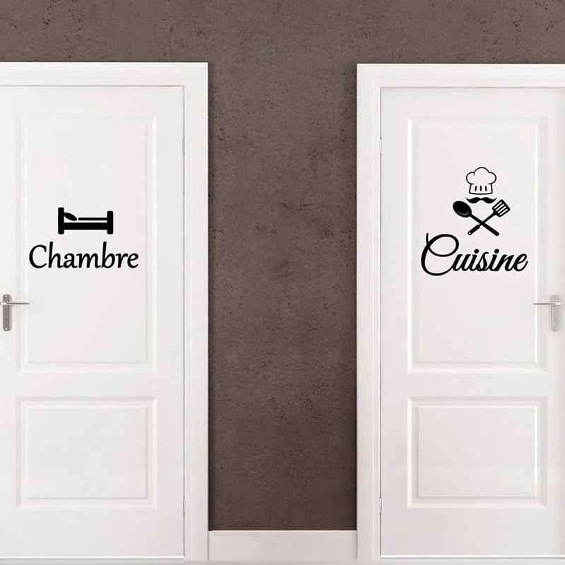 French Cuisine Chambre Door Decal Designer Kitchen Bedroom Vinyl Signage 0
