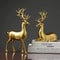 Golden Reindeer Christmas Table Decor 2Piece Elegant Elk Home Statue Set 4