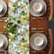 Lemon Tree Blue Birds Linen Table Runner Vintage Watercolor Fruit Dresser Scarf 2