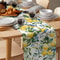 Lemon Tree Blue Birds Linen Table Runner Vintage Watercolor Fruit Dresser Scarf 4