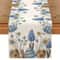 Easter Blue Eggs Spring Floral Linen Table Runner Botanical Holiday Dresser Scarf 6