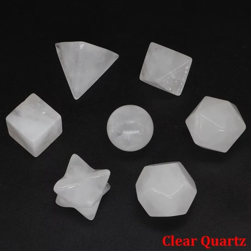 Sacred Geometry Platonic Solids Set Natural Crystal Reiki Healing Stones 12