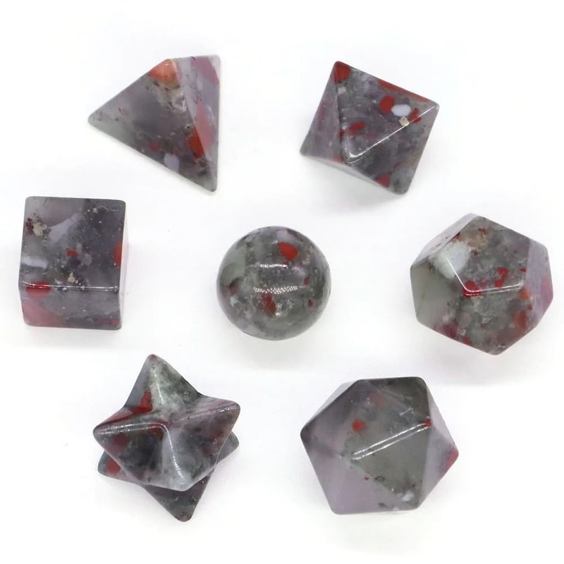 Sacred Geometry Platonic Solids Set Natural Crystal Reiki Healing Stones 7