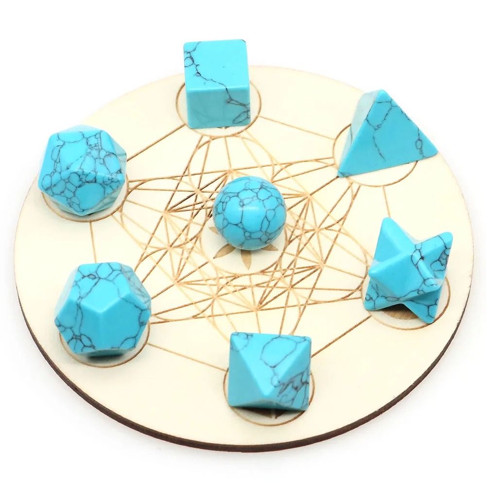 Sacred Geometry Platonic Solids Set Natural Crystal Reiki Healing Stones 26