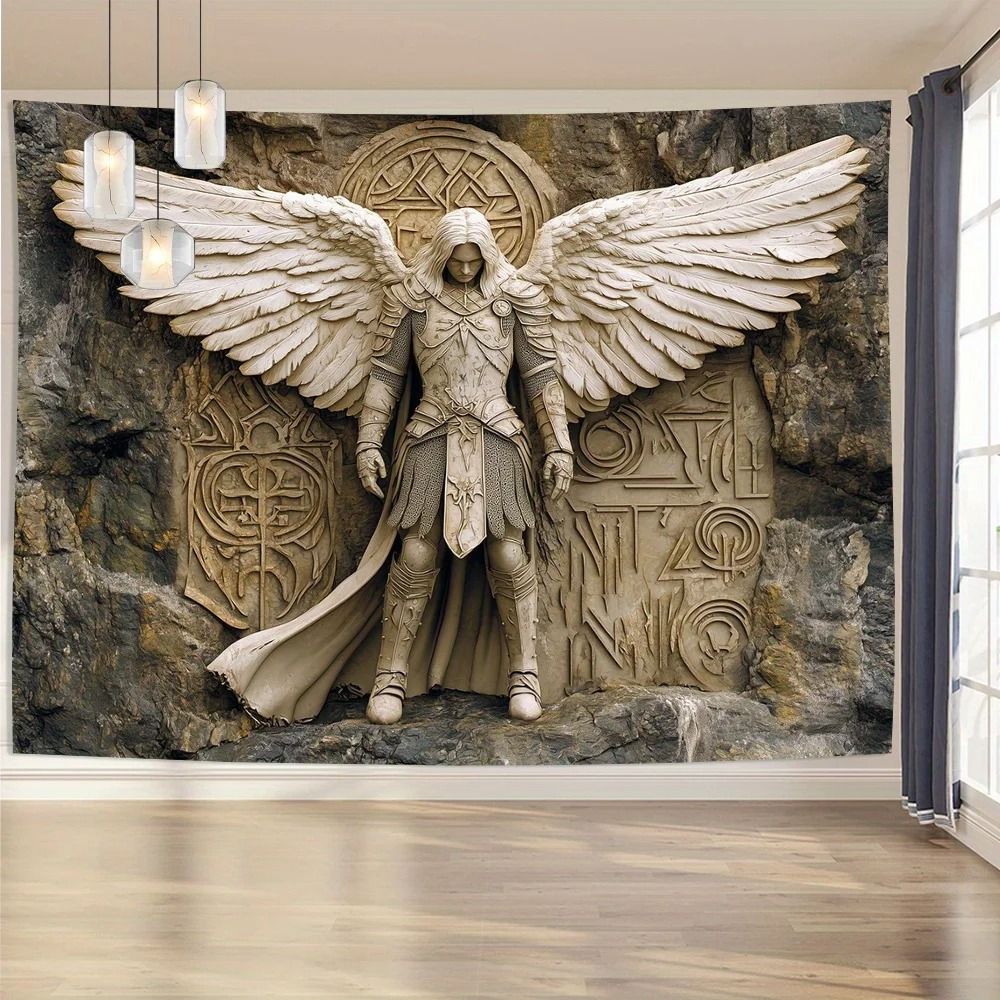 Glam Style 3D Angel Wall Tapestry Ethereal Polyester Hanging Art For Home Office 1