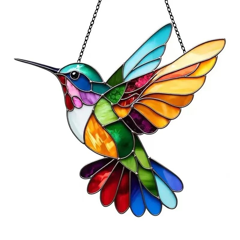 Acrylic Colorful Hummingbird Suncatcher Kawaii Garden Car Hanging Pendant 13