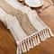 Boho Macrame Table Runner Cream Brown Farmhouse Decor With Tassels 1