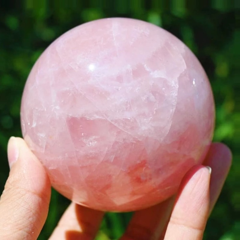 Natural Rose Quartz Crystal Ball Polished Pink Reiki Healing Sphere 47cm 6