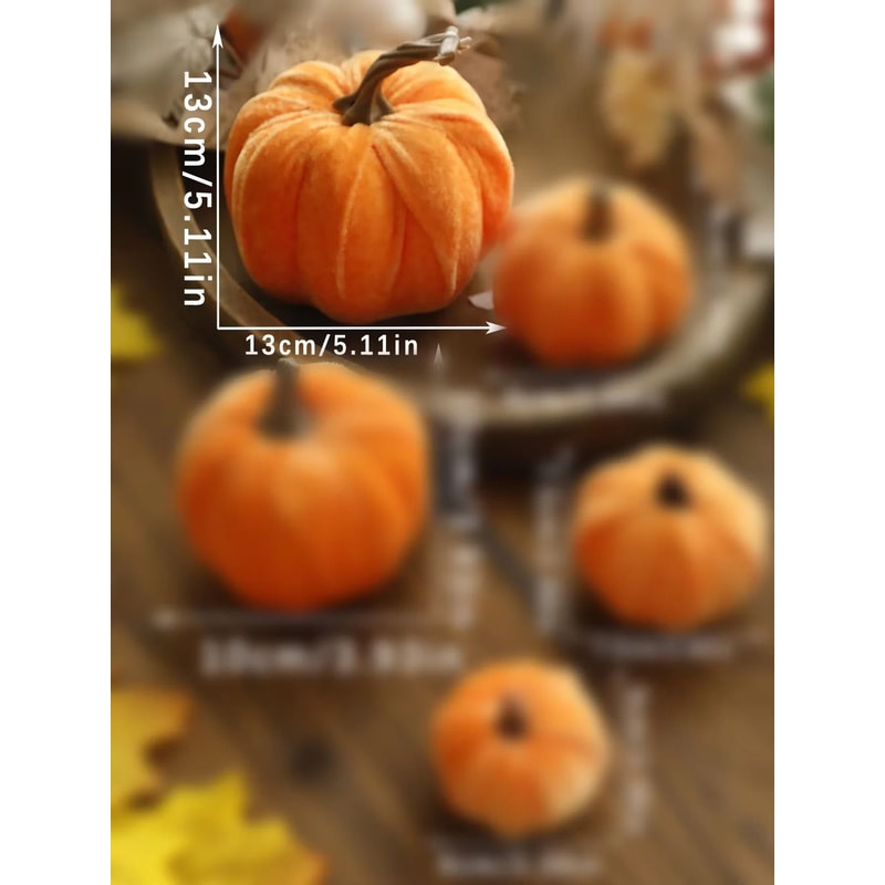 Premium Velvet Artificial Pumpkin Elegant Red Fall Decor For Thanksgiving Halloween 9