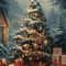 Classic Traditional Christmas Wall Art Santa Claus Tree Gift Poster Canvas Painting 3