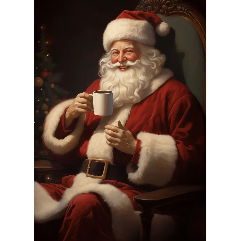 Classic Traditional Christmas Wall Art Santa Claus Tree Gift Poster Canvas Painting 22
