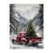Vintage Red Truck Winter Snow Canvas Art Nordic Reindeer Fireplace Holiday Decor 8