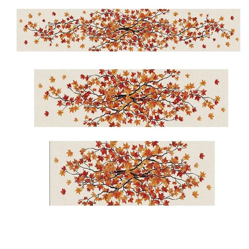 Maple Leaf Seasonal Autumn Burlap Table Runner Farmhouse Fall Harvest Decor 4