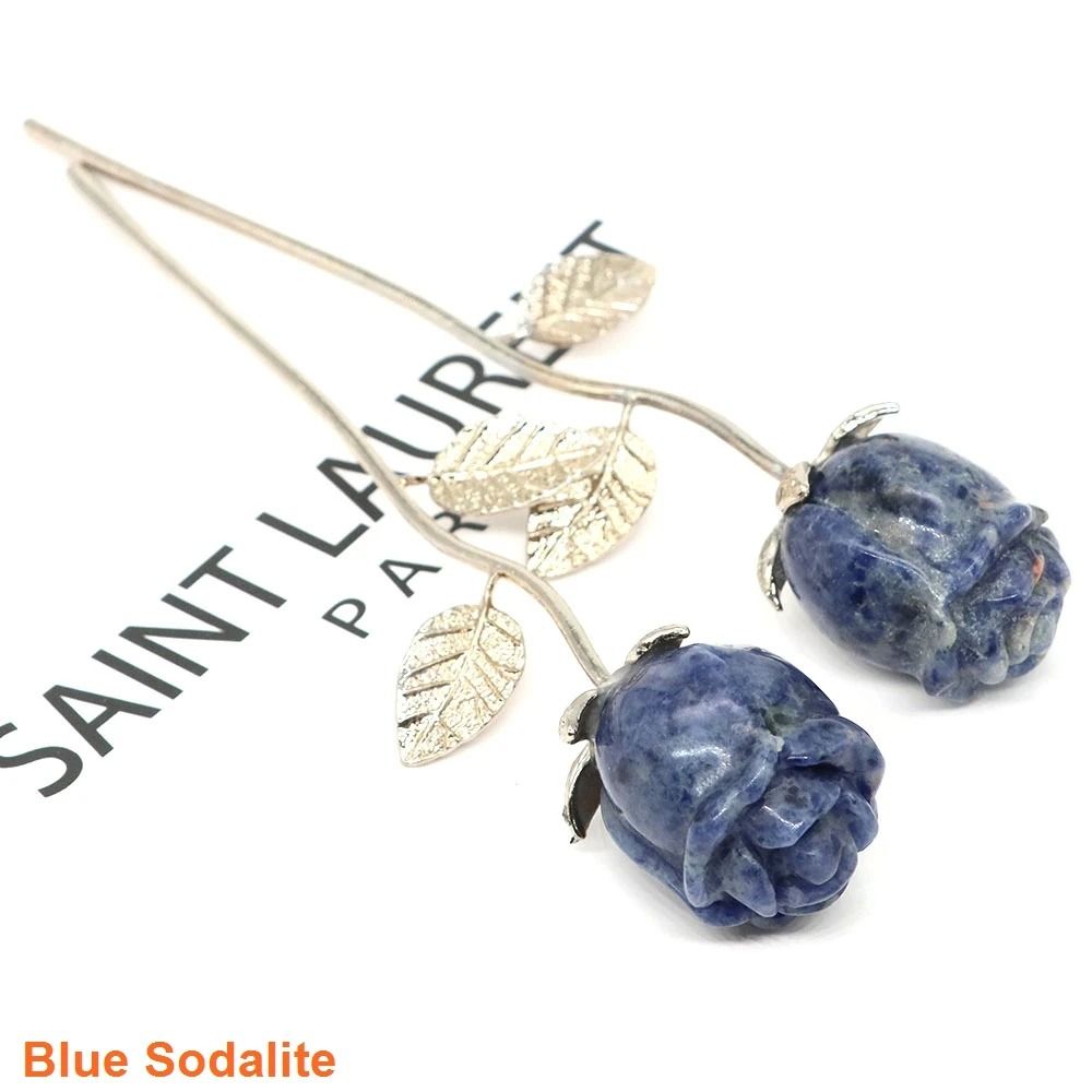 HandCarved Natural Crystal Rose Romantic Healing Gemstone Flower Decor 12