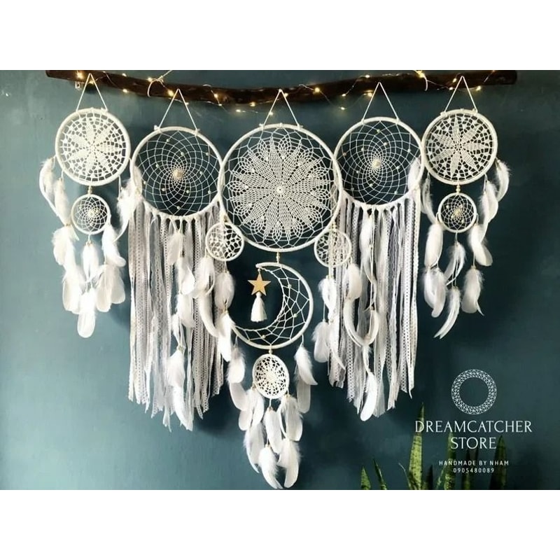 5Piece Celestial Macrame Dream Catcher Set Boho Moon Star Wall Hangings 6