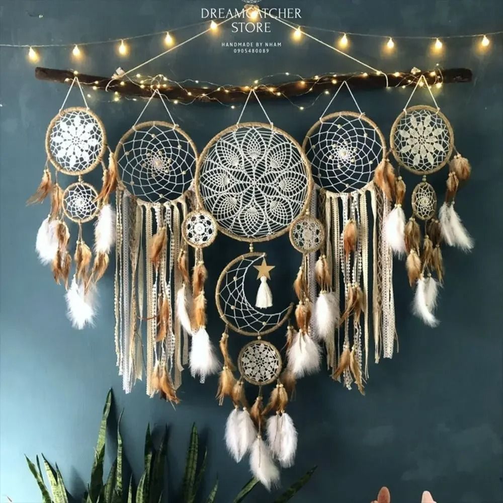 5Piece Celestial Macrame Dream Catcher Set Boho Moon Star Wall Hangings 8