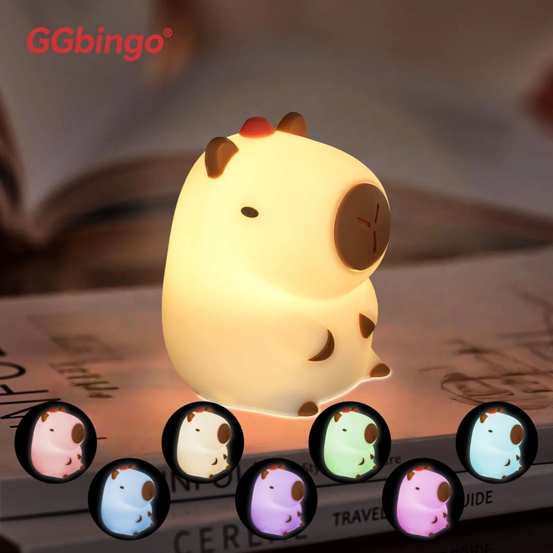 Cute Pear Silicone Night Light 7Color Dimmable TouchControlled Stress Relief Lamp 3