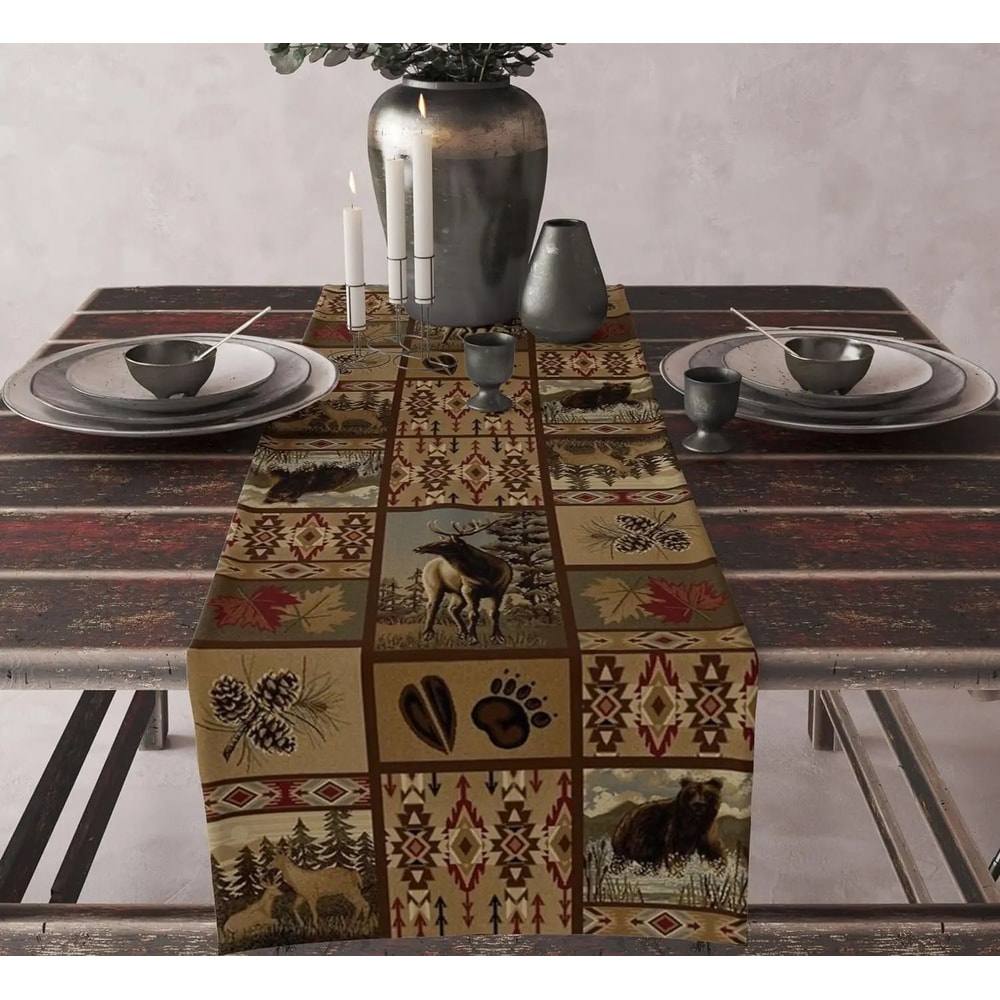Aztec Ethnic Tribal Table Runner Boho Geometric Linen Kitchen Decor 13