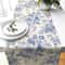 Chinoiserie Blue Flower Linen Table Runner PorcelainStyle Floral Dining Decor Dresser Scarf 1