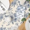 Chinoiserie Blue Flower Linen Table Runner PorcelainStyle Floral Dining Decor Dresser Scarf 4