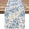 Chinoiserie Blue Flower Linen Table Runner PorcelainStyle Floral Dining Decor Dresser Scarf 7