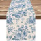 Chinoiserie Blue Flower Linen Table Runner PorcelainStyle Floral Dining Decor Dresser Scarf 7
