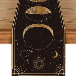 astrology moon magic table runner | mystical gothic linen dresser scarf & holiday decor
