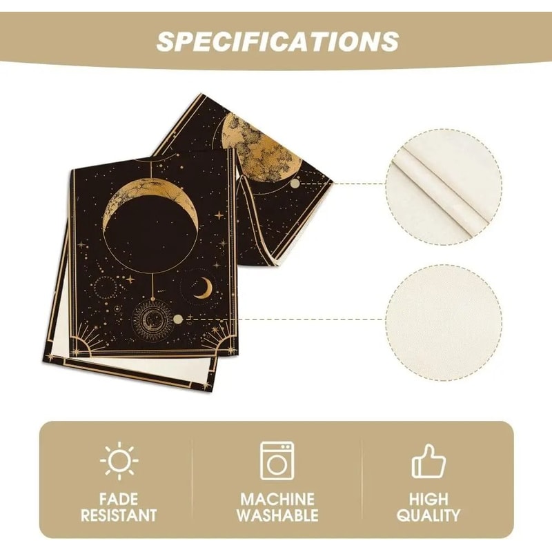 Astrology Moon Magic Table Runner Mystical Gothic Linen Dresser Scarf Holiday Decor 4