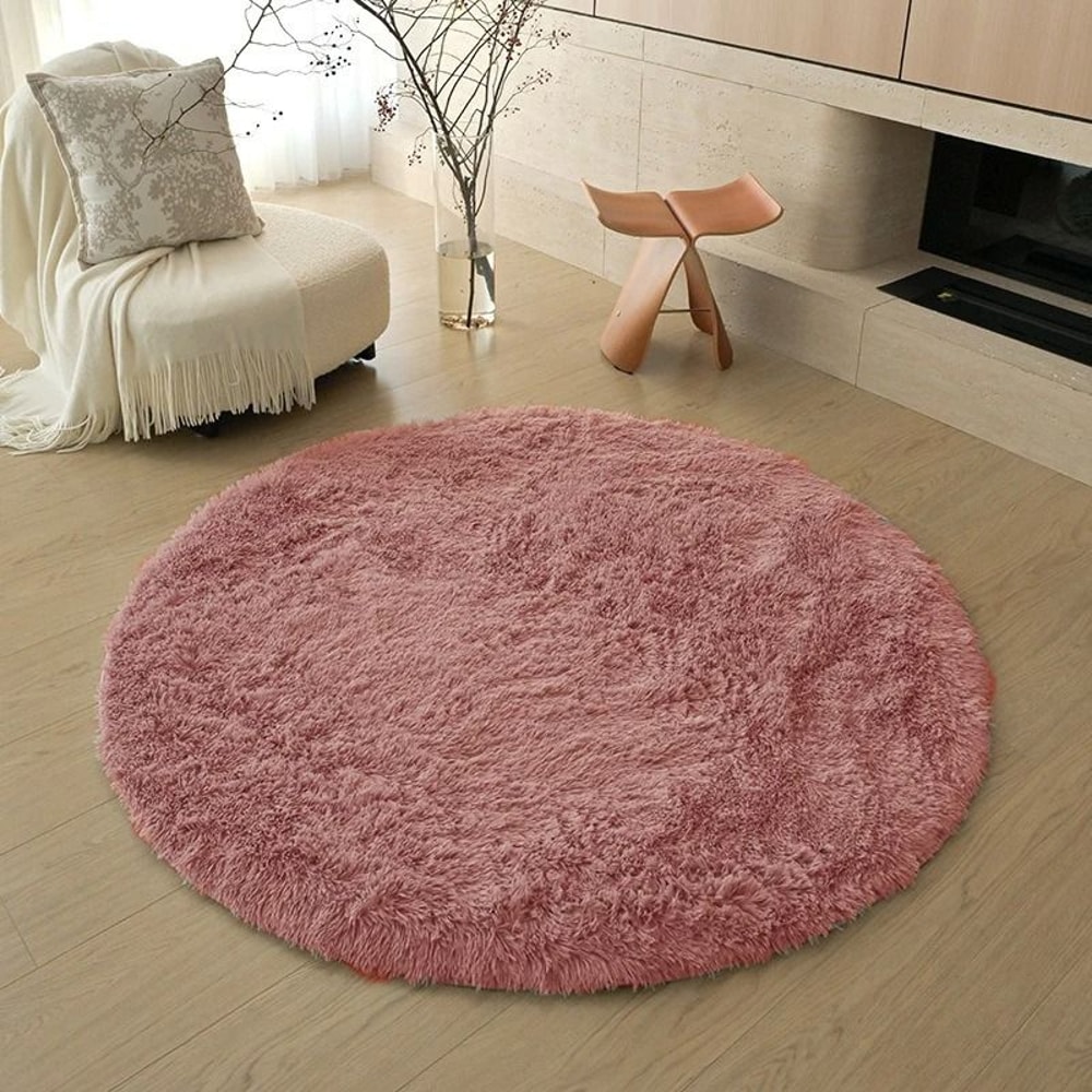 CloudSoft Circular Plush Rug UltraFluffy Kids Bedroom Play Mat Nursery Decor 13