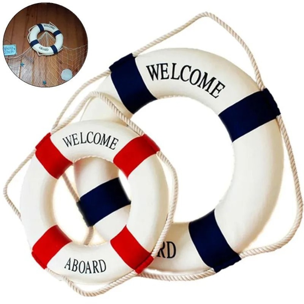 Nautical Life Buoy Wall Decor Marine Style Welcome Hanging Charm For Beach Themes 0