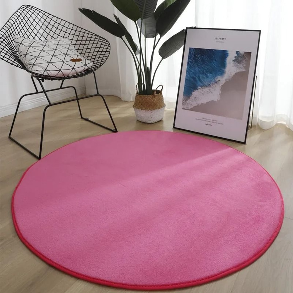 Modern Coral Velvet Circular Area Rug Silent MoistureProof Play Mat For Living Rooms 12