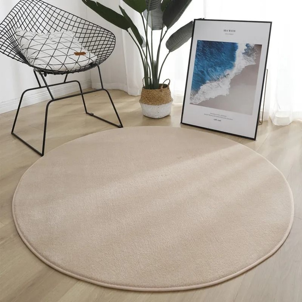 Modern Coral Velvet Circular Area Rug Silent MoistureProof Play Mat For Living Rooms 6